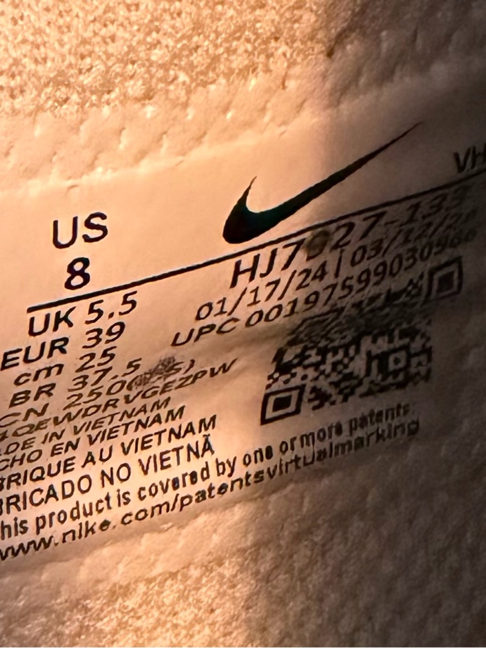 Nike Women's White and Cream Sneakers with Gum Sole and Black Bandana Accents - Picture 7 of 7